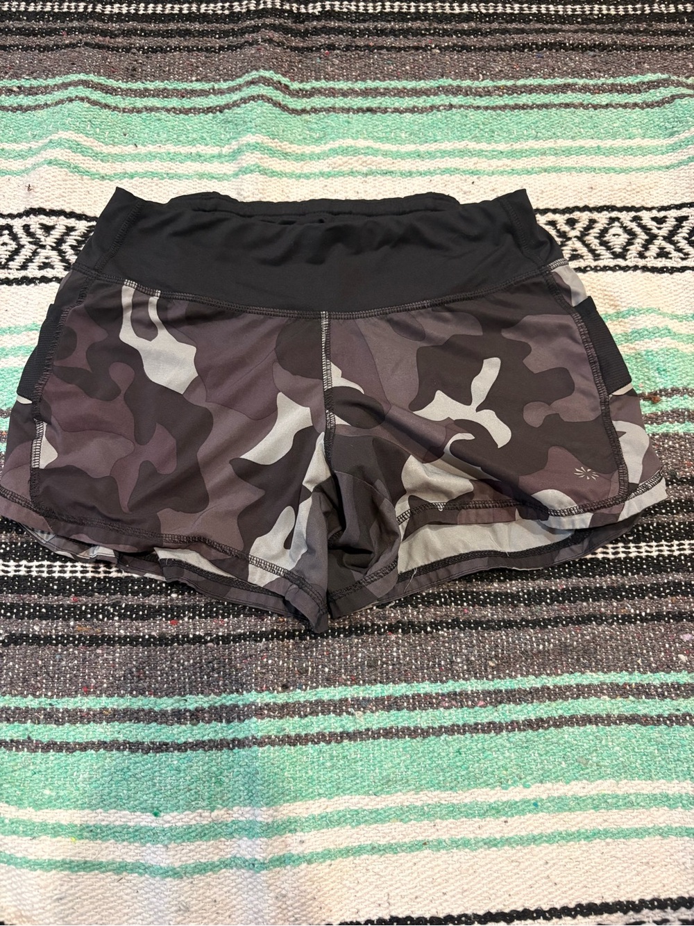 Athleta Black and Grey Camo Athletic Shorts
